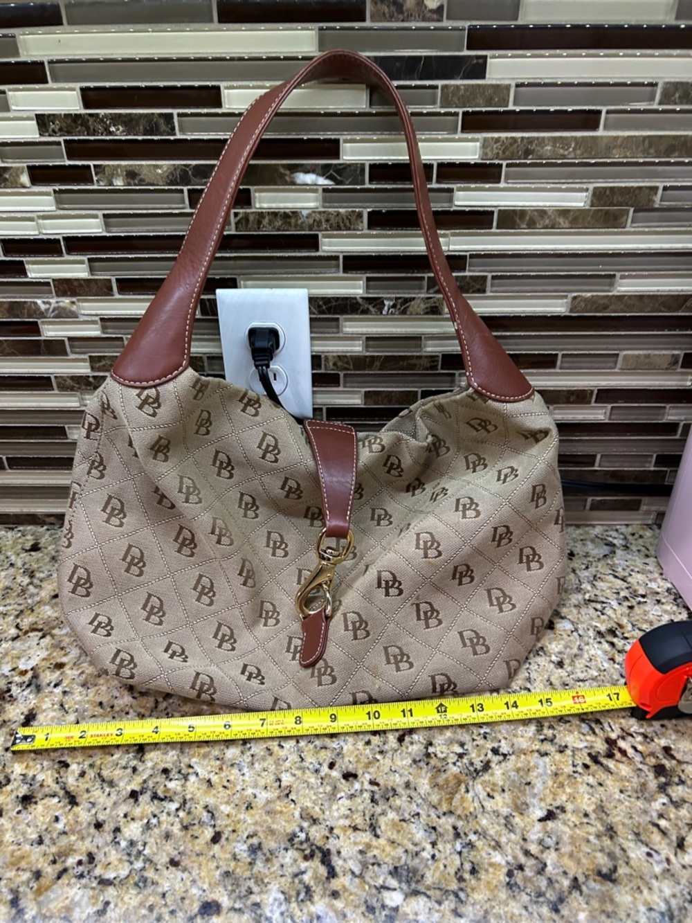 Dooney and Bourke Brown Monogram Hobo Shoulder Bag -